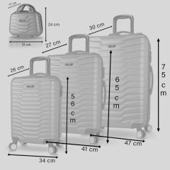 Croc Abs Kabin Orta Büyük ve Makyaj Boy Bordo 4'lü Travel Valiz Seti