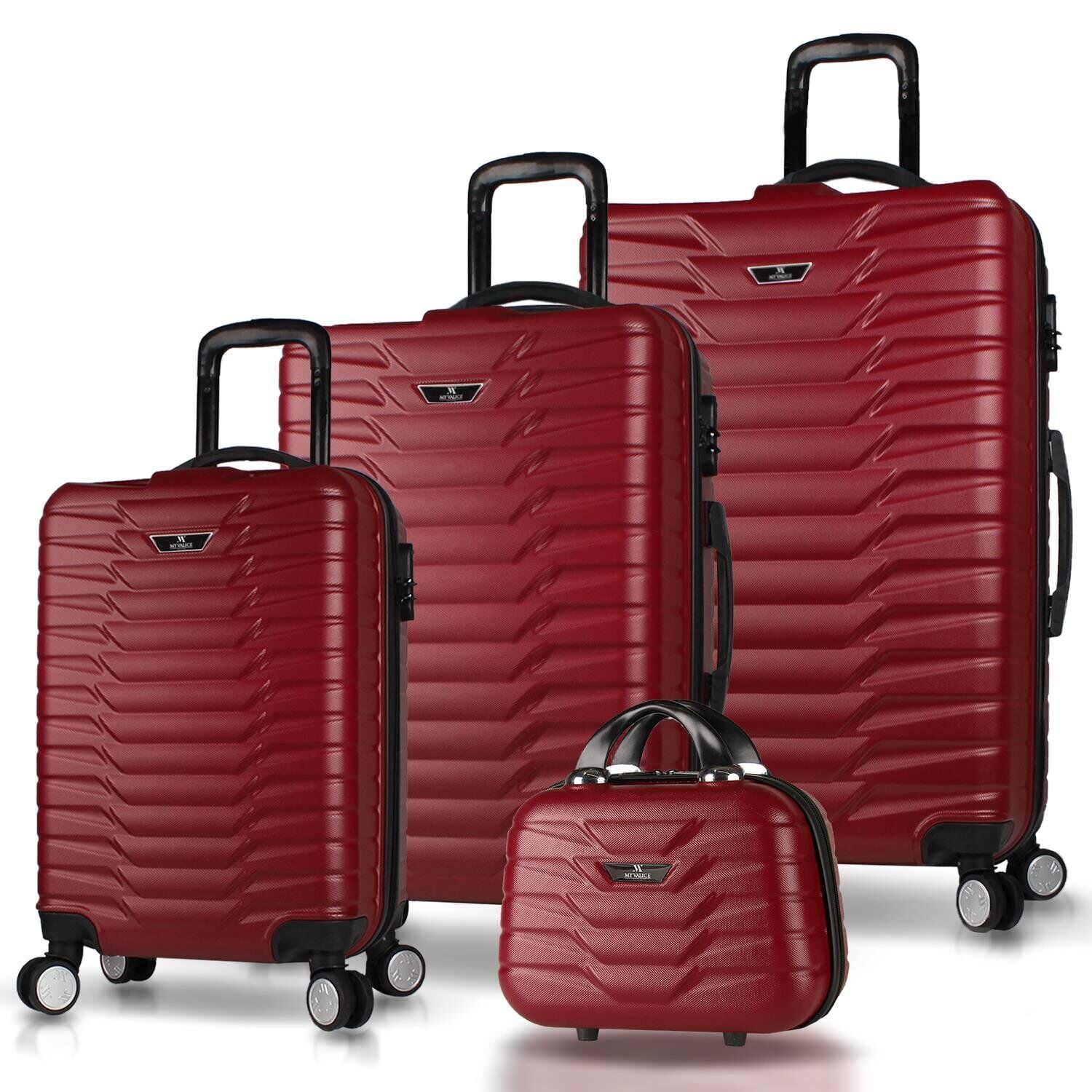 Croc Abs Kabin Orta Büyük ve Makyaj Boy Bordo 4'lü Travel Valiz Seti