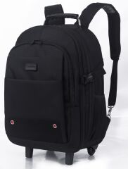 Classone Vip Travel Serisi Tekerlekli Trolley 17,3,15,6,14 Uyumlu Sırt Laptop Çantası – Siyah