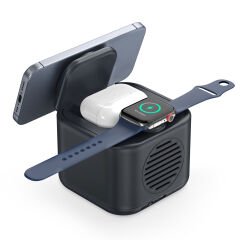 Lotus Siyah Hoparlör ve Wireless Şarj Standı