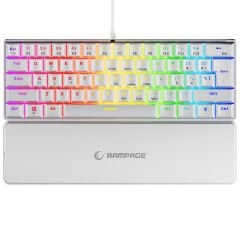 Rampage PLOWER K60 Beyaz US Layout English Gaming Oyuncu Klavye Bilek Destekli Blue Switch
