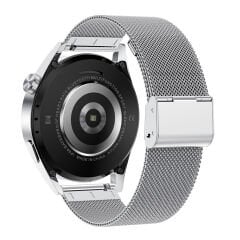 Hytech GT3PRO Watch IOS ve Android Uyumlu MActive 1.50 inç Yuvarlak Ekranlı Gümüş Deri Kordon Hediyeli Saat