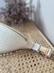 Petek Desenli Doğal Kumaştan Bel Çantası