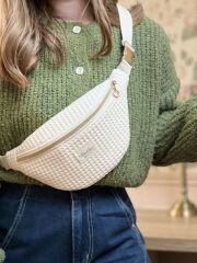 Petek Desenli Doğal Kumaştan Bel Çantası