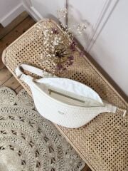 Petek Desenli Doğal Kumaştan Bel Çantası