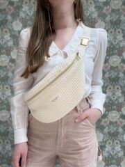 Petek Desenli Doğal Kumaştan Bel Çantası