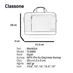 Classone Workout 15.6″ Su Geçirmez Kumaş ,