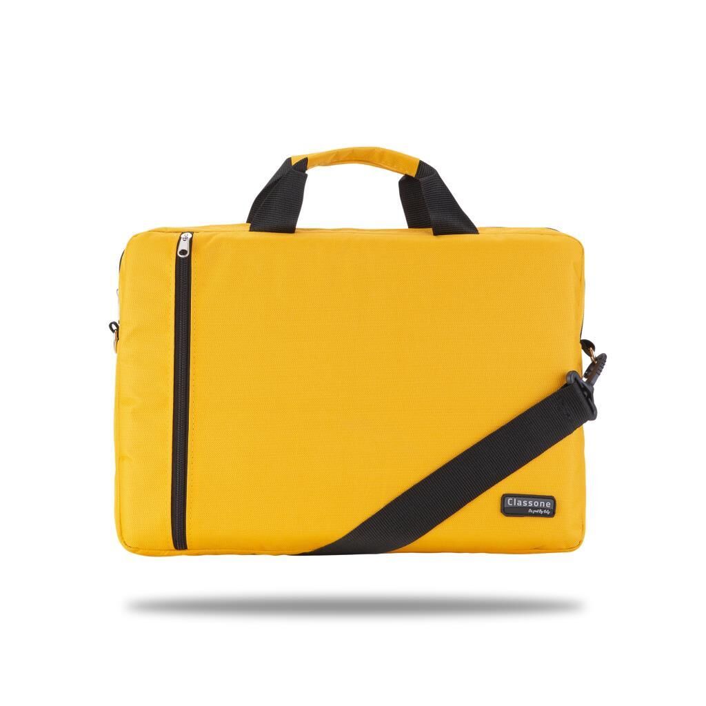 Classone WTXpro Serisi Su Geçirmez Kumaş 15.6 inch Uyumlu Macbook, Laptop , Notebook El Çantası- Sarı
