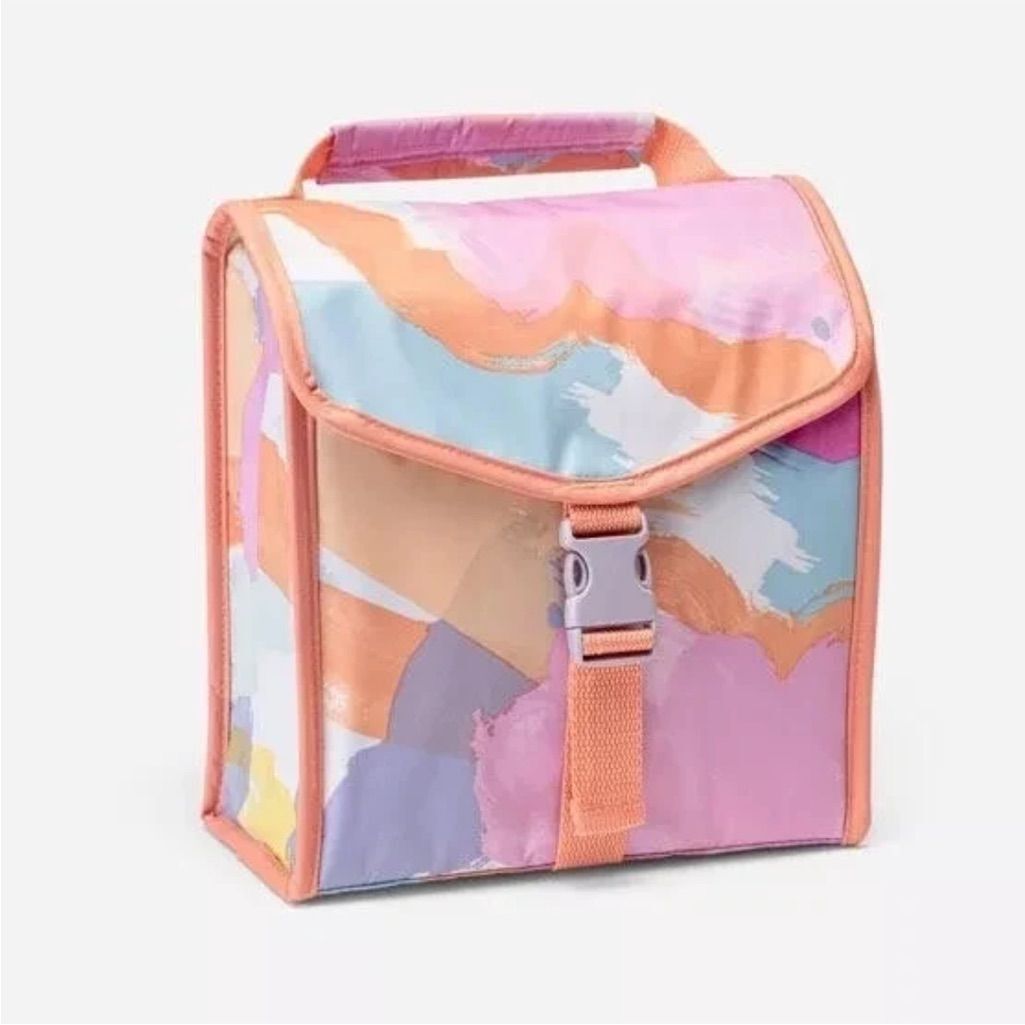Öne Katlanabilir Öğle Yemeği Çantası - Suluboya Pop