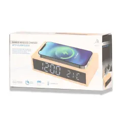 Bambu Gövde Kablosuz Şarj Cihazı Alarm-Saat-Takvim Özellikli
