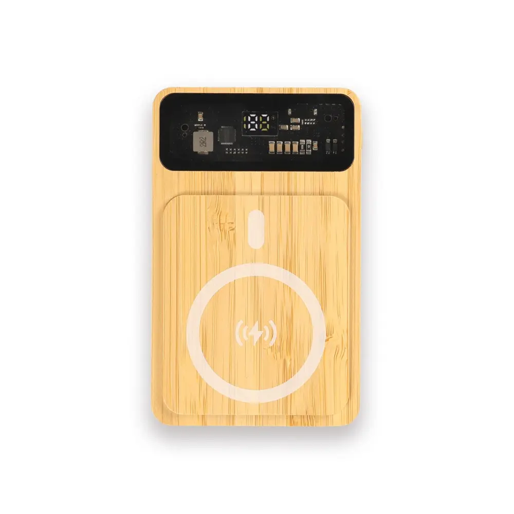 10000 mAh Magsafe Işıklı 22.5W Hızlı Sarjlı 15W Hızlı Wireless Bambu Powerbank