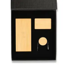 Çok Uçlu Şarj Kablosu, Kablosuz Şarjlı Bambu Saat & Bambu Kablosuz Kulaklık Kutulu VIP Hediye Seti