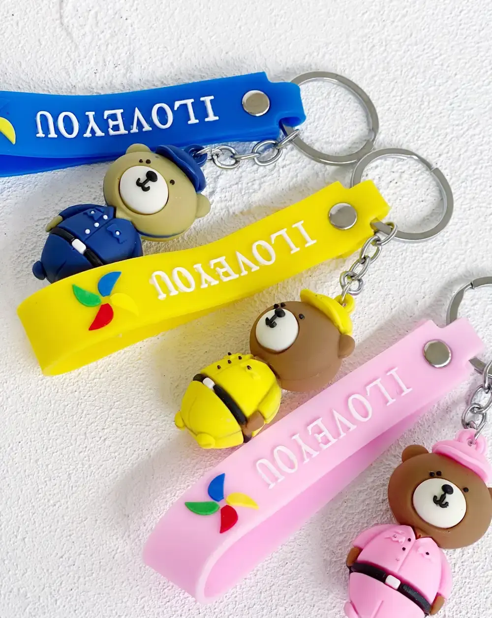 Anahtarlık Çanta Aksesuarı - Pembe I Love You Memur Ayıcık Anahtarlık