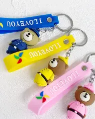 Anahtarlık Çanta Aksesuarı - Pembe I Love You Memur Ayıcık Anahtarlık