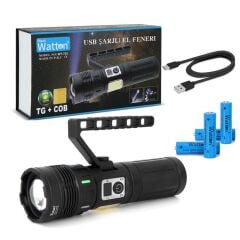 LED Şarjlı El Feneri | Watton WT-703 | Ultra Parlak & Taşınabilir
