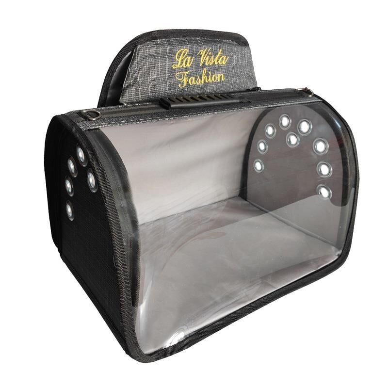 Şeffaf Kedi Köpek Sırt Taşıma Çantası Gri