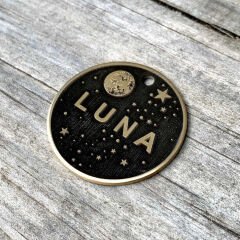 Uzay Desenli Evcil Hayvan Künyesi | Kedi ve Köpek Künyesi