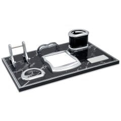 Gümüş Mermer Desenli Masa Seti