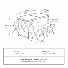 Katlanır Kamp Masası - 4 Tabureli - 4/6 Kişilik